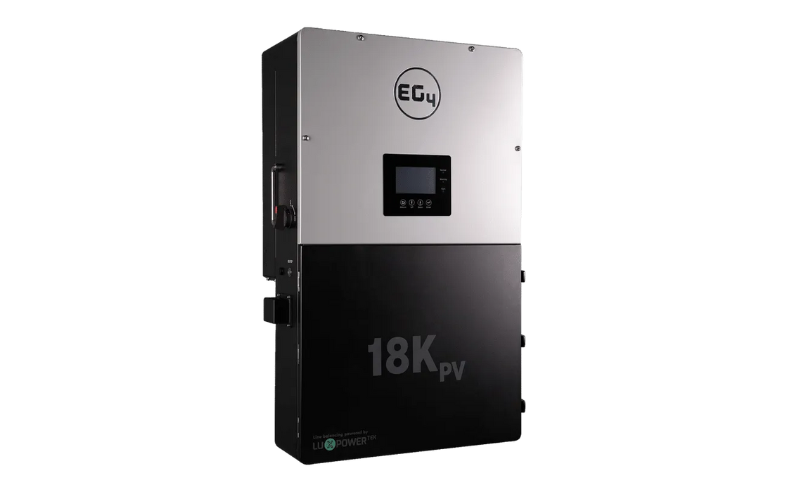 EG4 48V WallMount Indoor LiFePO4 Battery (14.3kWh-57.3kWh) + 18kPV 12000W 48V Split Phase Hybrid Inverter