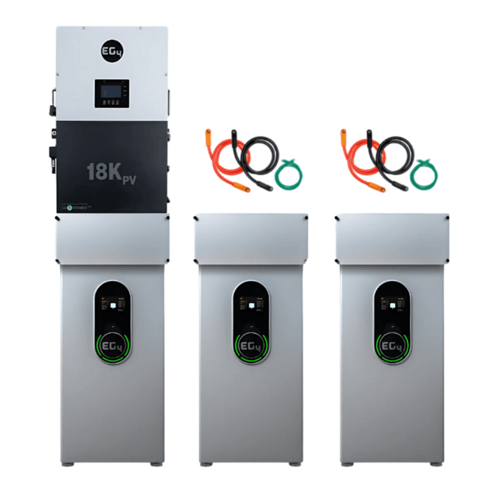 EG4 48V WallMount Indoor LiFePO4 Battery (14.3kWh - 57.3kWh) + 18kPV 12000W 48V Split Phase Hybrid Inverter - Off Grid Stores