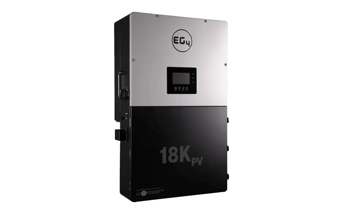 EG4 48V WallMount Indoor LiFePO4 Battery (14.3kWh - 57.3kWh) + 18kPV 12000W 48V Split Phase Hybrid Inverter - Off Grid Stores