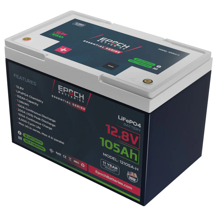 Epoch Batteries 12V 105Ah Heated & Bluetooth LiFePO4 Battery