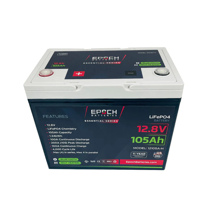 Epoch Batteries 12V 105Ah Heated & Bluetooth LiFePO4 Battery