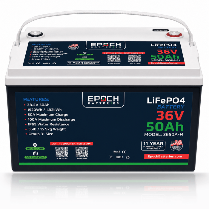 Epoch Batteries 36V 50Ah (1.92kWh) Essential Series LiFePO4 Battery - Off Grid Stores