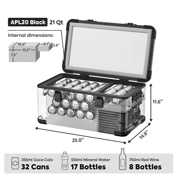 ICECO APL20 20 LT Light Duty Aluminum Black Freezer Single Zone - Off Grid Stores