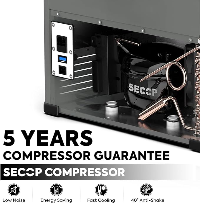 ICECO VL60 60L Dual Zone Metal Fridge Freezer with Cover - Off