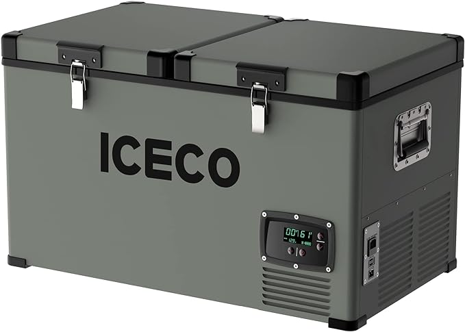 ICECO VL60 60L Dual Zone Metal Fridge Freezer with Cover - Off