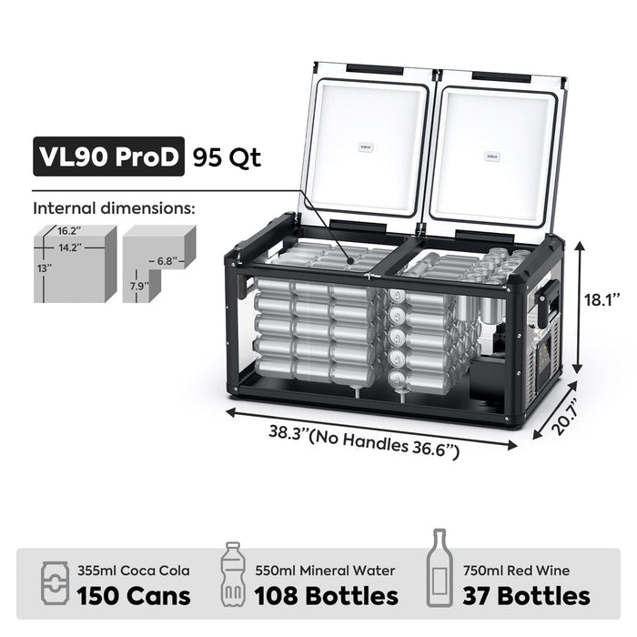 ICECO VL90ProD 90L Dual Zone RV 12V Fridge Plug in Cooler - Off Grid Stores