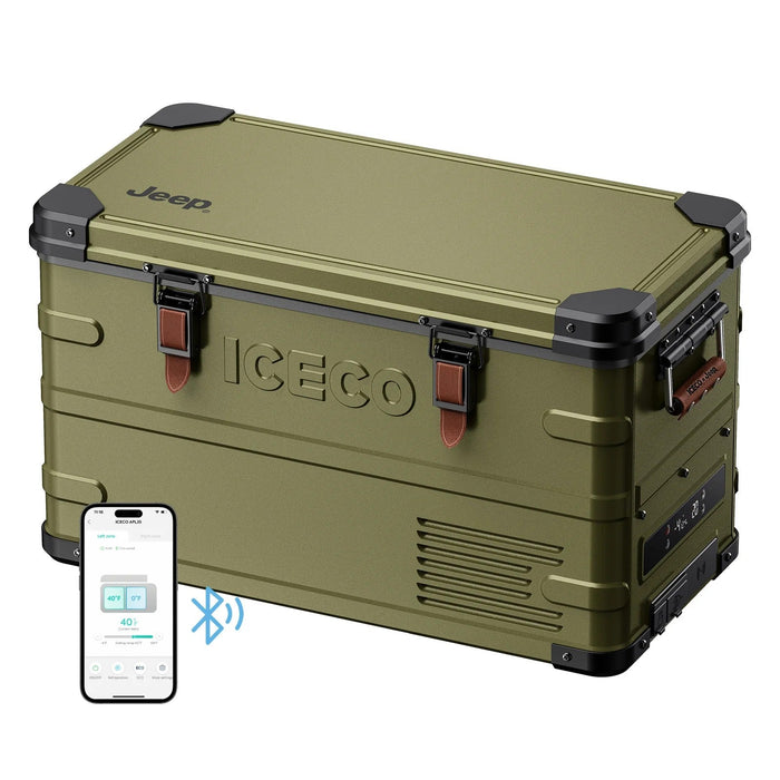 ICECO Jeep APL35 35L Ultralight Dual Zone Aluminum Freezer in Olive - Off Grid Stores