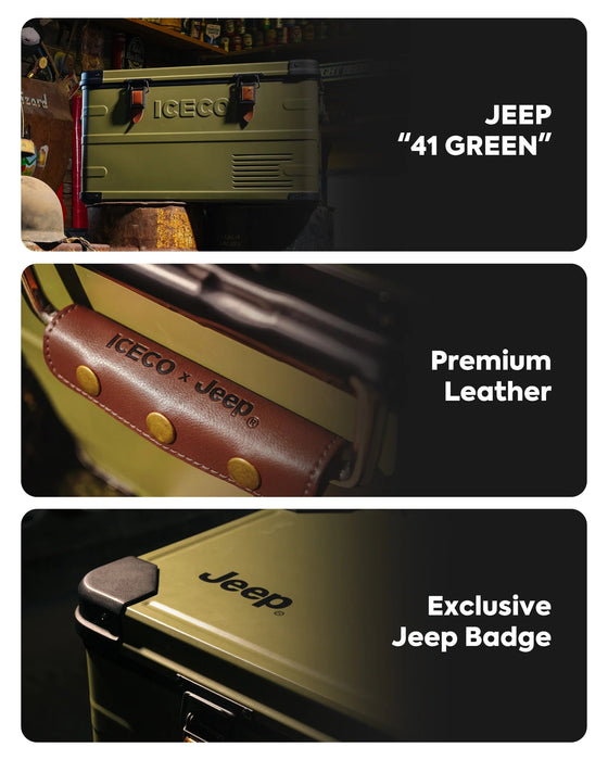 ICECO Jeep APL35 35L Ultralight Dual Zone Aluminum Freezer in Olive - Off Grid Stores