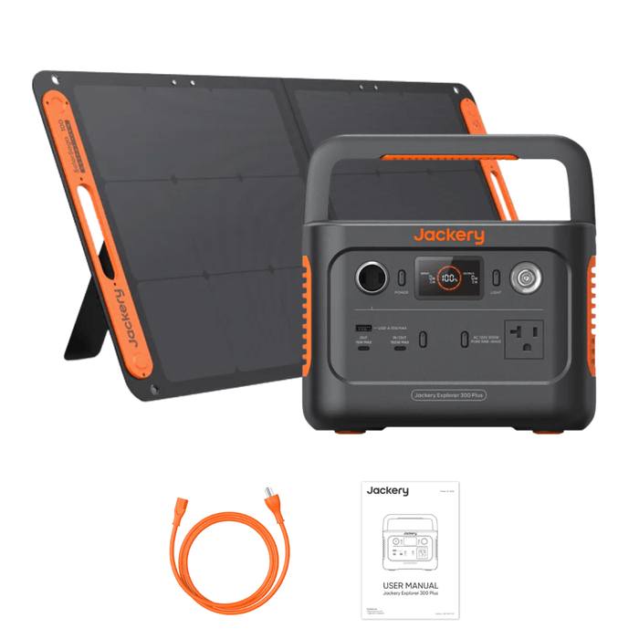 Jackery Explorer 300 Plus Solar Generator + SolarSaga 100W Portable Solar Panel - Off Grid Stores