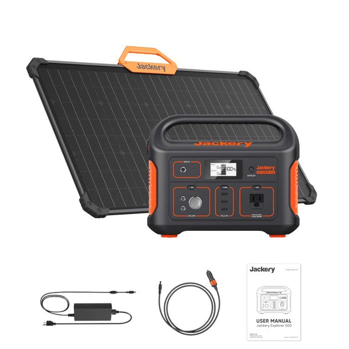 Jackery Solar Generator 500 + SolarSaga 80W Solar Panel - Off Grid Stores