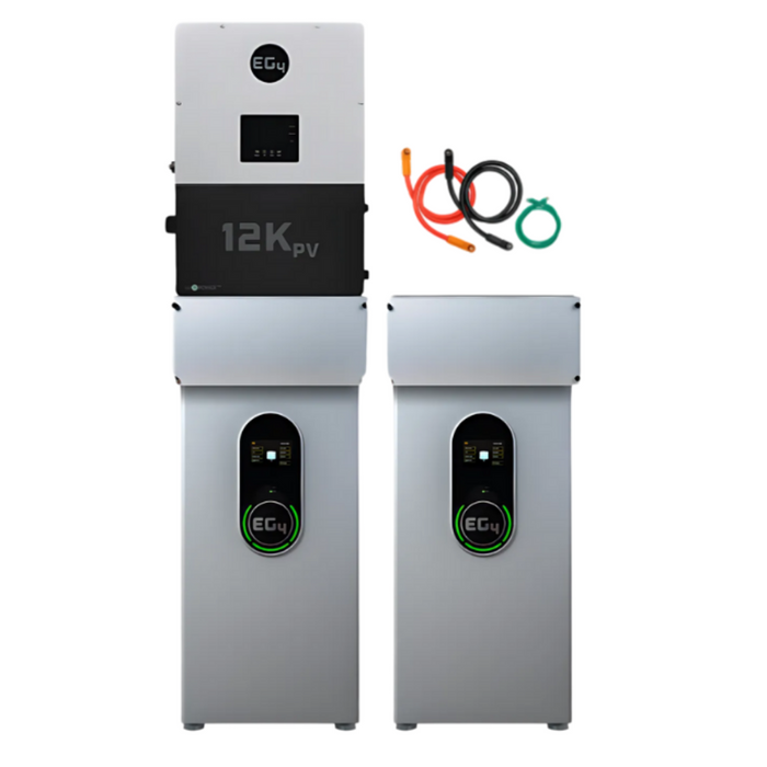 EG4 48V WallMount Indoor LiFePO4 Battery (14.3kWh-57.3kWh) + 12kPV 8000W 48V Split Phase Hybrid Inverter