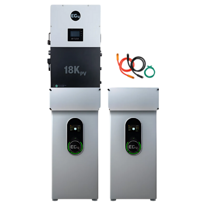 EG4 48V WallMount Indoor LiFePO4 Battery (14.3kWh-57.3kWh) + 18kPV 12000W 48V Split Phase Hybrid Inverter