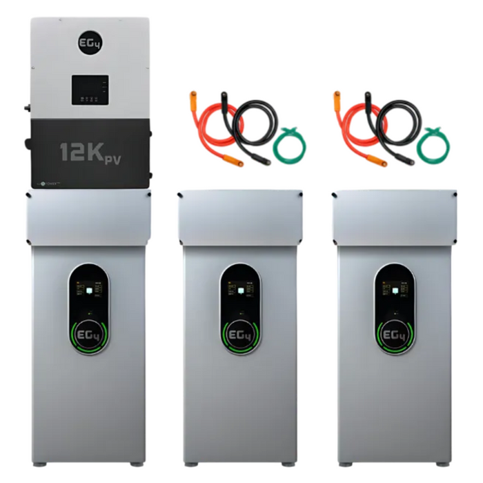 EG4 48V WallMount Indoor LiFePO4 Battery (14.3kWh-57.3kWh) + 12kPV 8000W 48V Split Phase Hybrid Inverter