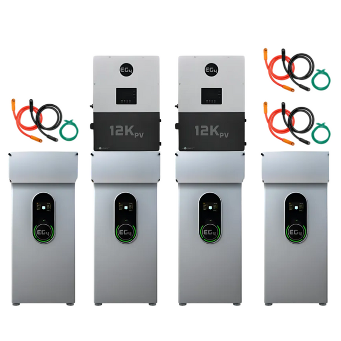 EG4 48V WallMount Indoor LiFePO4 Battery (14.3kWh-57.3kWh) + 12kPV 8000W 48V Split Phase Hybrid Inverter