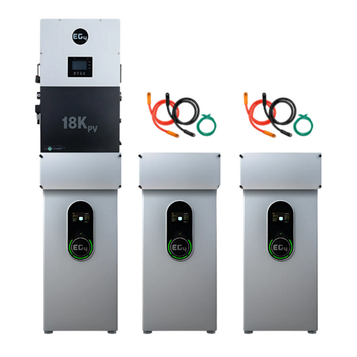 EG4 48V WallMount Indoor LiFePO4 Battery (14.3kWh-57.3kWh) + 18kPV 12000W 48V Split Phase Hybrid Inverter