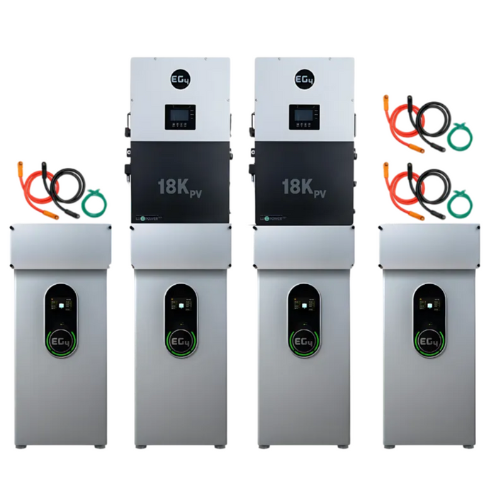 EG4 48V WallMount Indoor LiFePO4 Battery (14.3kWh-57.3kWh) + 18kPV 12000W 48V Split Phase Hybrid Inverter
