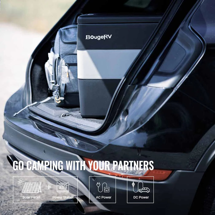 BougeRV 12V 53 Quart (50L) Portable Fridge & 53 Quart Insulated Protective Cover