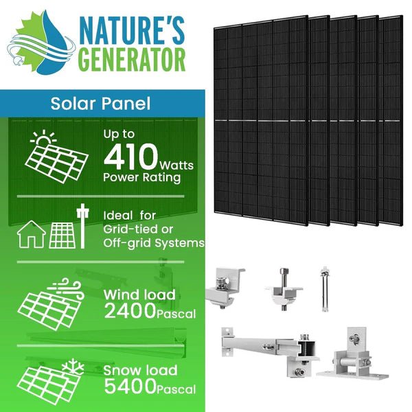 Solar Panel Store Natures Generator 10 x 410 Watt Monocrystalline Solar Panel With Solar ...