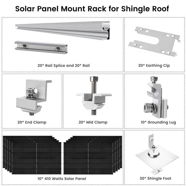 Natures Generator 10 x 410 Watt Monocrystalline Solar Panel With Solar Panel Mount Rack - Off Grid Stores