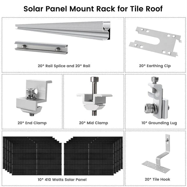 Natures Generator 10 x 410 Watt Monocrystalline Solar Panel With Solar Panel Mount Rack - Off Grid Stores