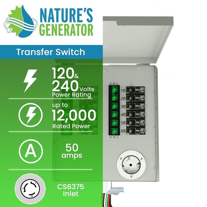 Natures Generator 12 - Circuit 120/240V 50A Non - Automatic Power Transfer Switch - Off Grid Stores