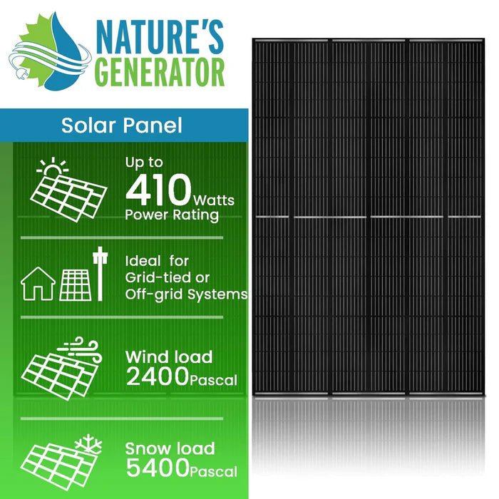 Natures Generator 2 x 410 Watt Monocrystalline Solar Panel - Off Grid Stores