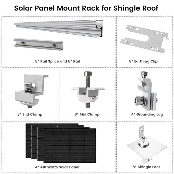 Natures Generator 4 x 410 Watt Monocrystalline Solar Panel With Solar Panel Mount Rack - Off Grid Stores