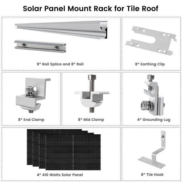 Natures Generator 4 x 410 Watt Monocrystalline Solar Panel With Solar Panel Mount Rack - Off Grid Stores