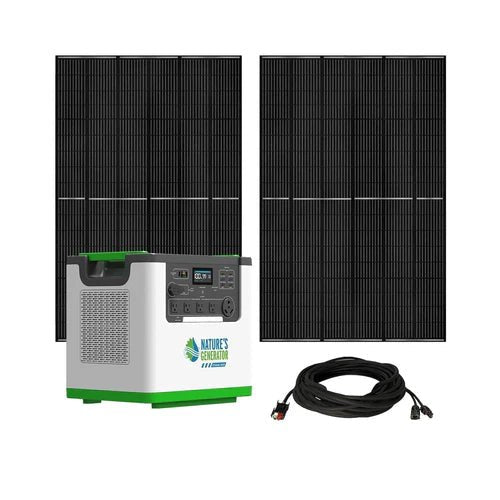 Natures Generator Lithium 3600 Solar Generator With 2 x 410W Monocrystalline Solar Panel - Off Grid Stores