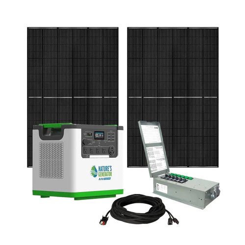 Natures Generator Lithium 3600 With 2 x 410W Monocrystalline Solar Panel + Transfer Switch - Off Grid Stores