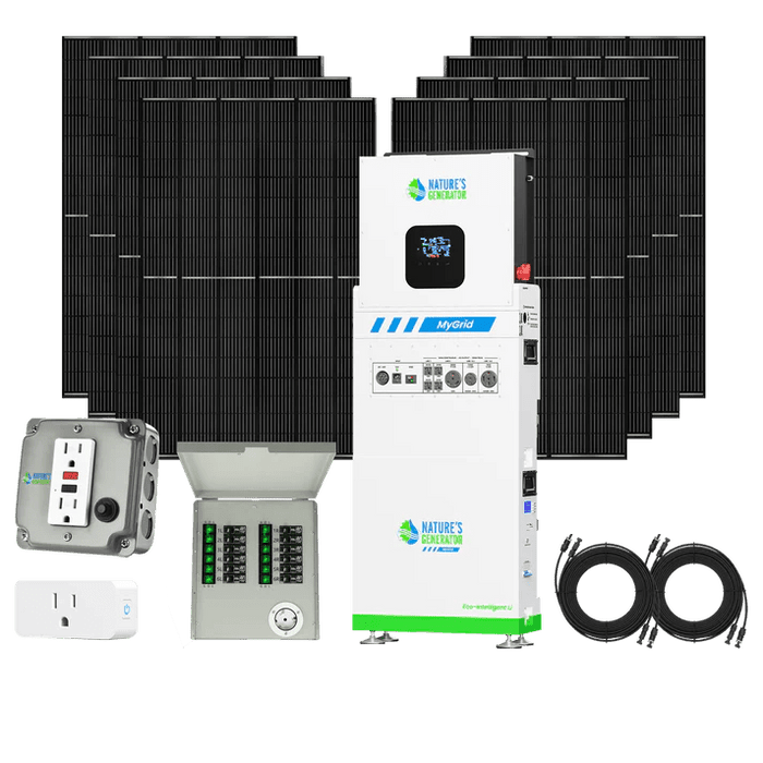Natures Generator MyGrid 10k + 8 x 410W Rigid Panels + 50A Manual Transfer Switch + GFCI Box + Smart Plug - Off Grid Stores
