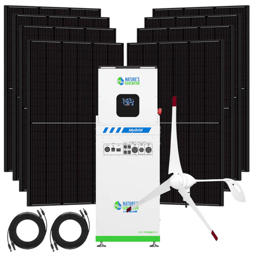 Natures Generator MyGrid 10K + 8 x 410W Rigid Solar Panel + 350W Wind Turbine - Off Grid Stores