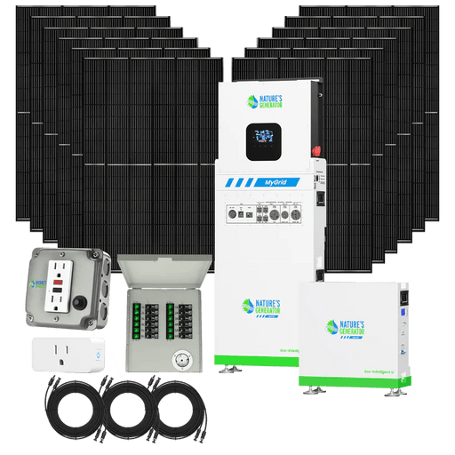 Natures Generator MyGrid 10k + Solar Battery + 12 x 410W Rigid Solar Panels + 50A Manual Transfer Switch + GFCI Box + Smart Plug - Off Grid Stores