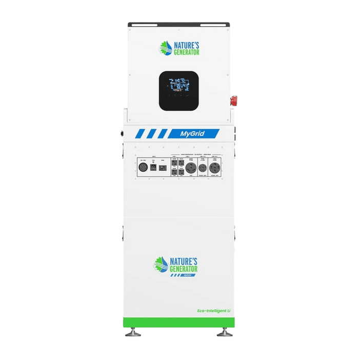 Natures Generator MyGrid 10k + Solar Battery + 12 x 410W Rigid Solar Panels + 50A Manual Transfer Switch + GFCI Box + Smart Plug - Off Grid Stores