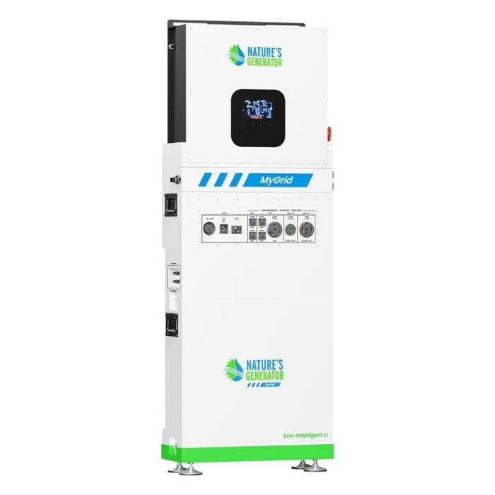 Natures Generator MyGrid 10k + Solar Battery + 12 x 410W Rigid Solar Panels + 50A Manual Transfer Switch + GFCI Box + Smart Plug - Off Grid Stores