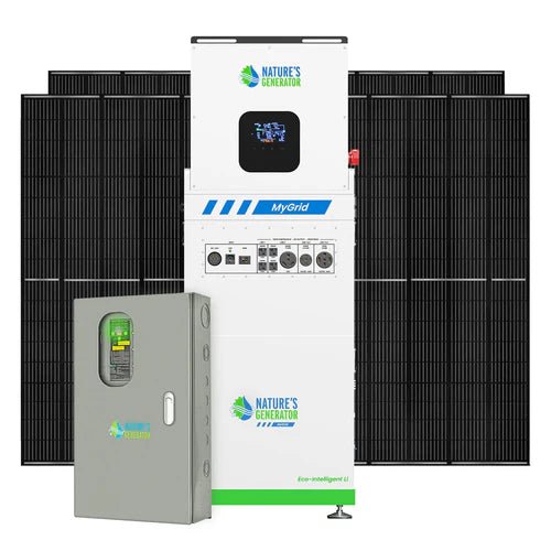 Natures Generator MyGrid 10K Solar Generator With 4 x 410W Rigid Solar Panels + 50A Automatic Transfer Switch - Off Grid Stores