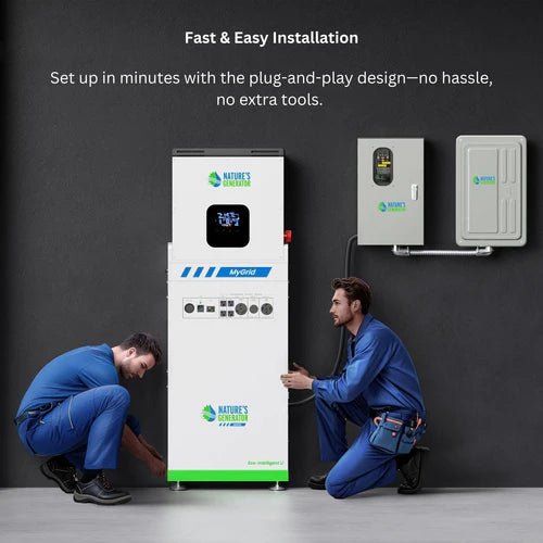 Natures Generator MyGrid 10K Solar Generator With 4 x 410W Rigid Solar Panels + 50A Automatic Transfer Switch - Off Grid Stores