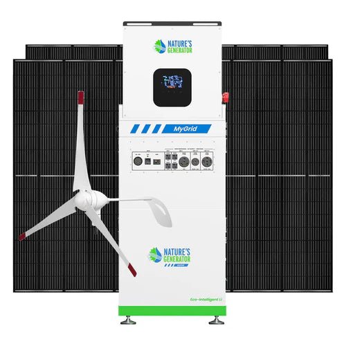 Natures Generator MyGrid 10K With 4 x 410W Rigid Solar Panel + 350W Wind Turbine - Off Grid Stores