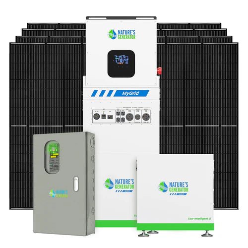 Natures Generator MyGrid 10K With Solar Battery + 8 x 410W Rigid Solar Panels + 50A Automatic Transfer Switch - Off Grid Stores