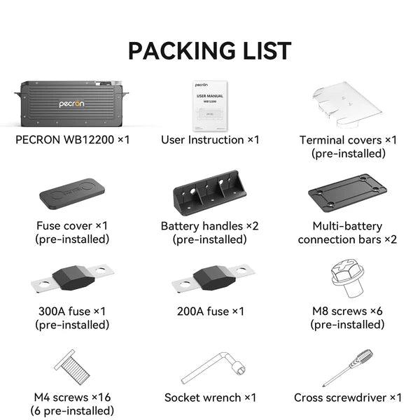 Pecron WB12200 Lithium 12V 200Ah Deep Cycle LiFePO4 Battery - Off Grid Stores