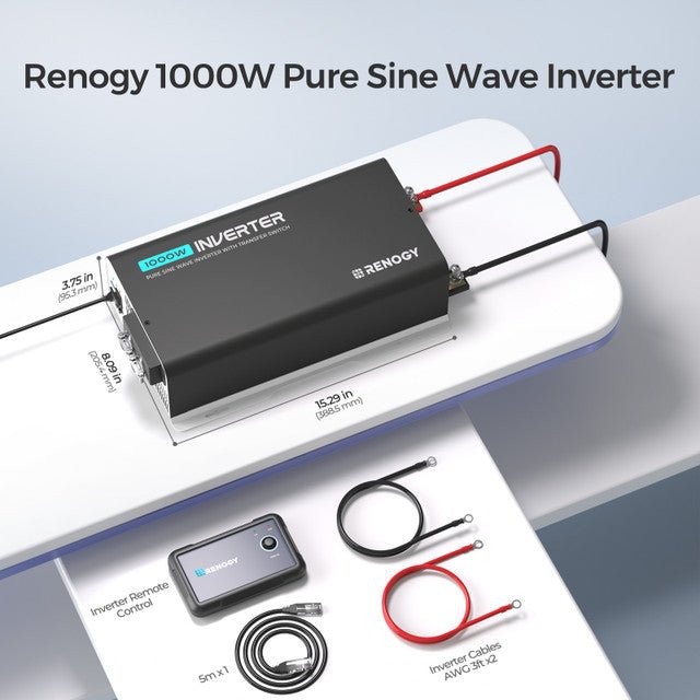 Renogy 1000W 12V Pure Sine Wave Inverter with UPS Transfer Switch and Built - in Bluetooth - Off Grid Stores