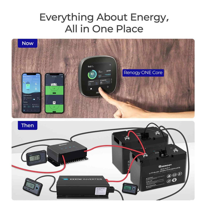Renogy 12V 100Ah Smart Lithium Iron Phosphate Battery & BT - 2 & Renogy ONE Core - Off Grid Stores