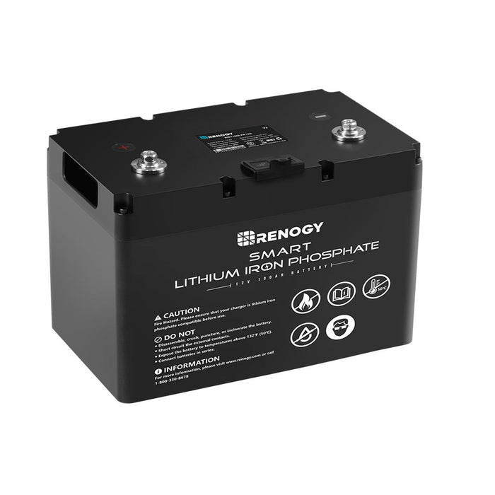 Renogy 12V 100Ah Smart Lithium Iron Phosphate Battery & BT - 2 & Renogy ONE Core - Off Grid Stores