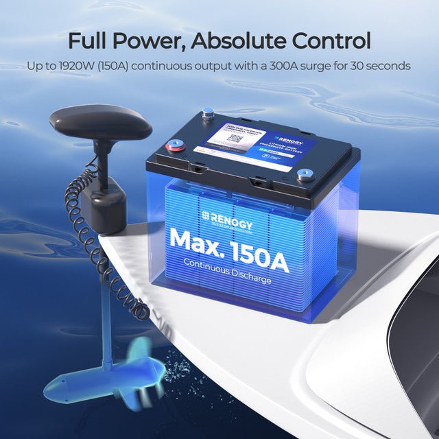 Renogy 12V 100Ah Trolling Motor Lithium Iron Phosphate Battery with Bluetooth - Off Grid Stores