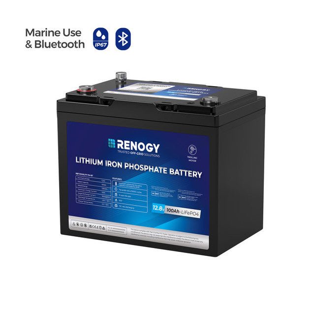 Renogy 12V 100Ah Trolling Motor Lithium Iron Phosphate Battery with Bluetooth - Off Grid Stores