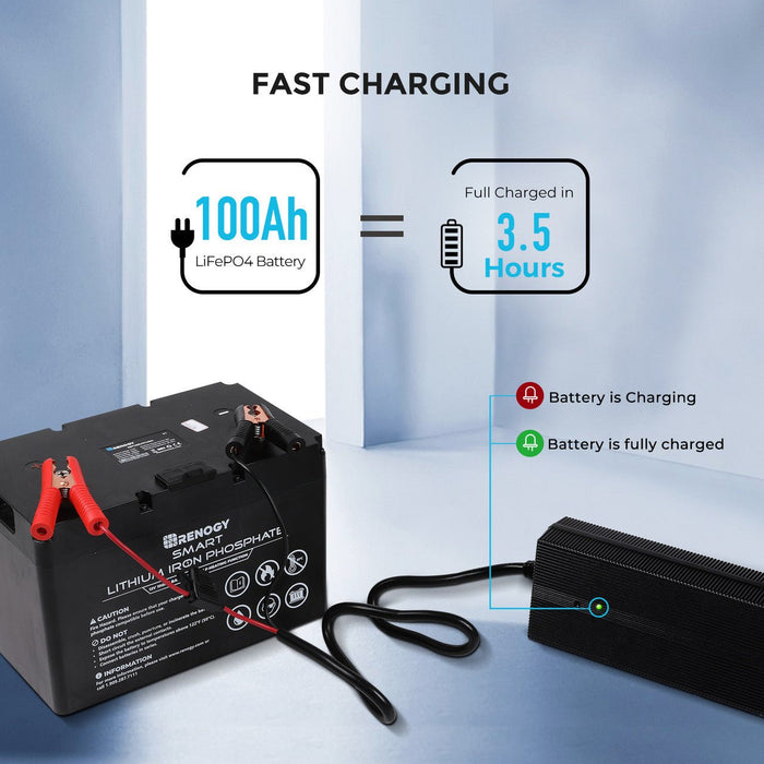 Renogy 12V 20A AC - to - DC LFP Portable Battery Charger - Off Grid Stores