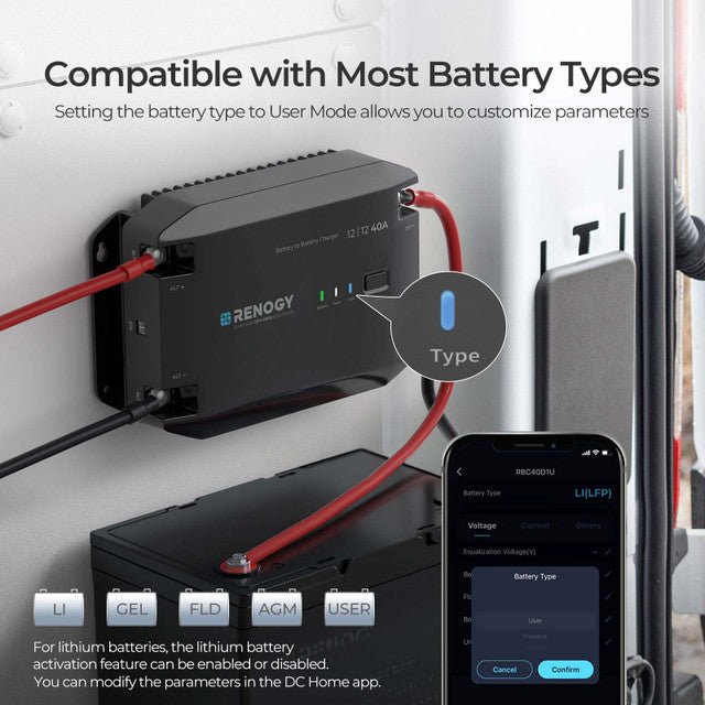Renogy 12V 40A DC to DC Battery Charger - Off Grid Stores