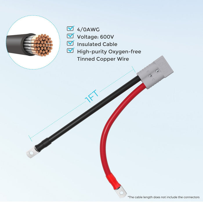 Renogy 1FT 4/0AWG Anderson Adapter Cable（Anderson SB350 - 3/8 in Lugs） - Off Grid Stores