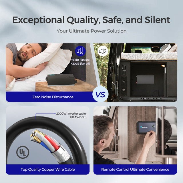 Renogy 2000W 12V Pure Sine Wave Inverter with UPS Transfer Switch and Built - in Bluetooth - Off Grid Stores