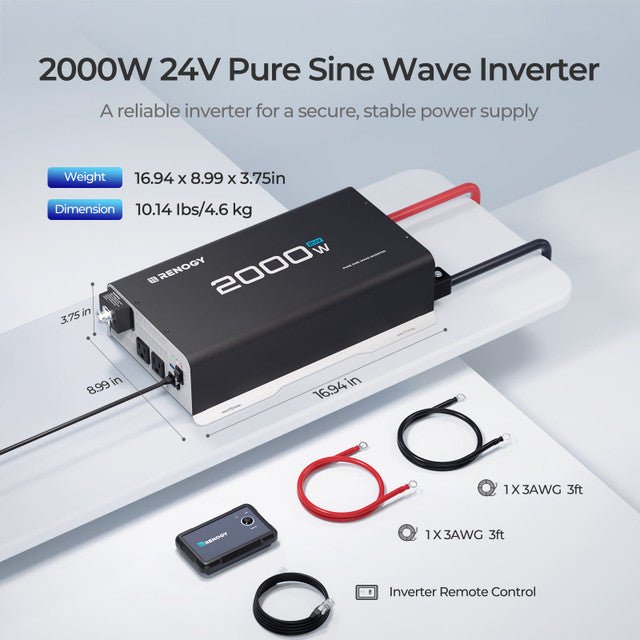 Renogy 2000W 24V Pure Sine Wave Inverter - Off Grid Stores